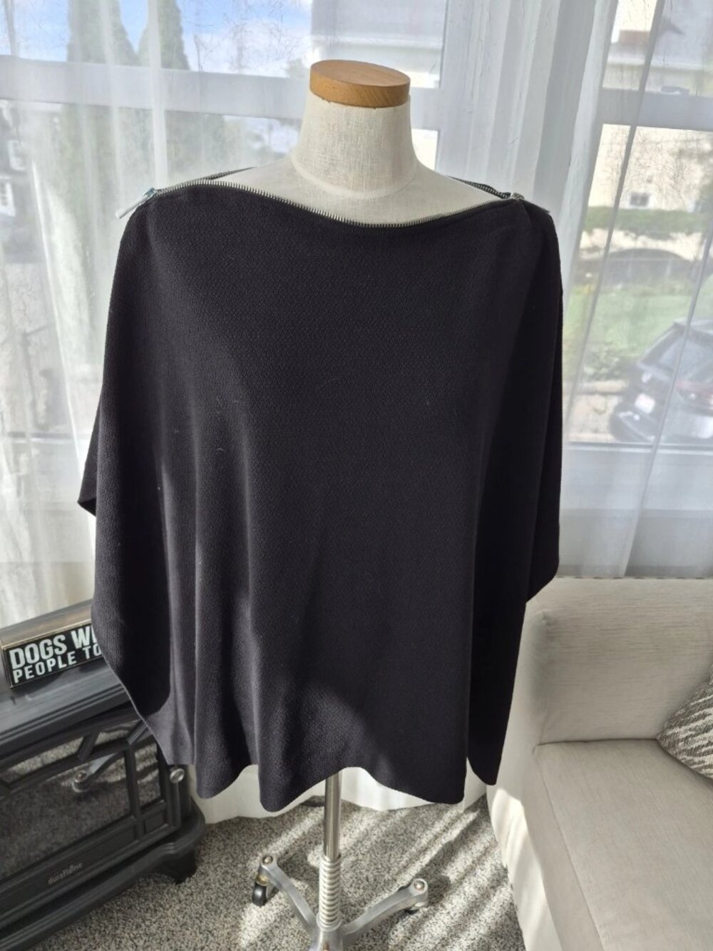 Chico's Black Label zippered neck poncho cape NWT $159 size s/m womens
